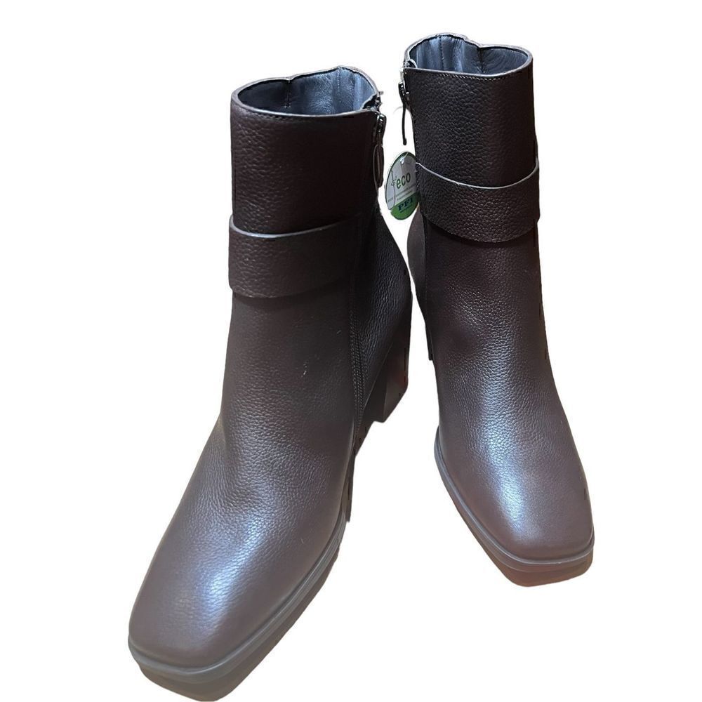 Paul Green Nirvana Brown Pebbled Leather Buckle Bootie NWOB Size 8UK/10 1/2 US